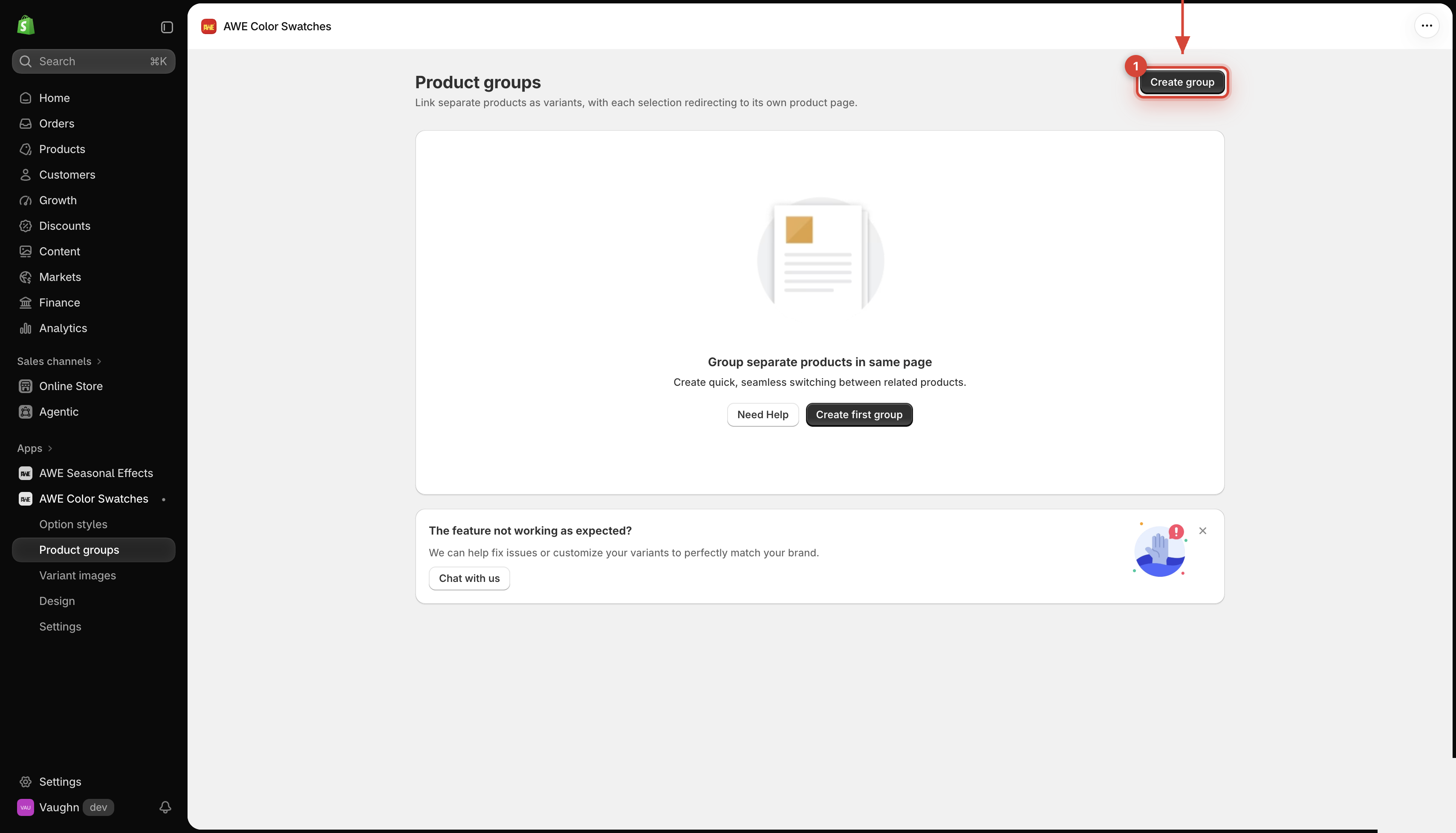 Create group button