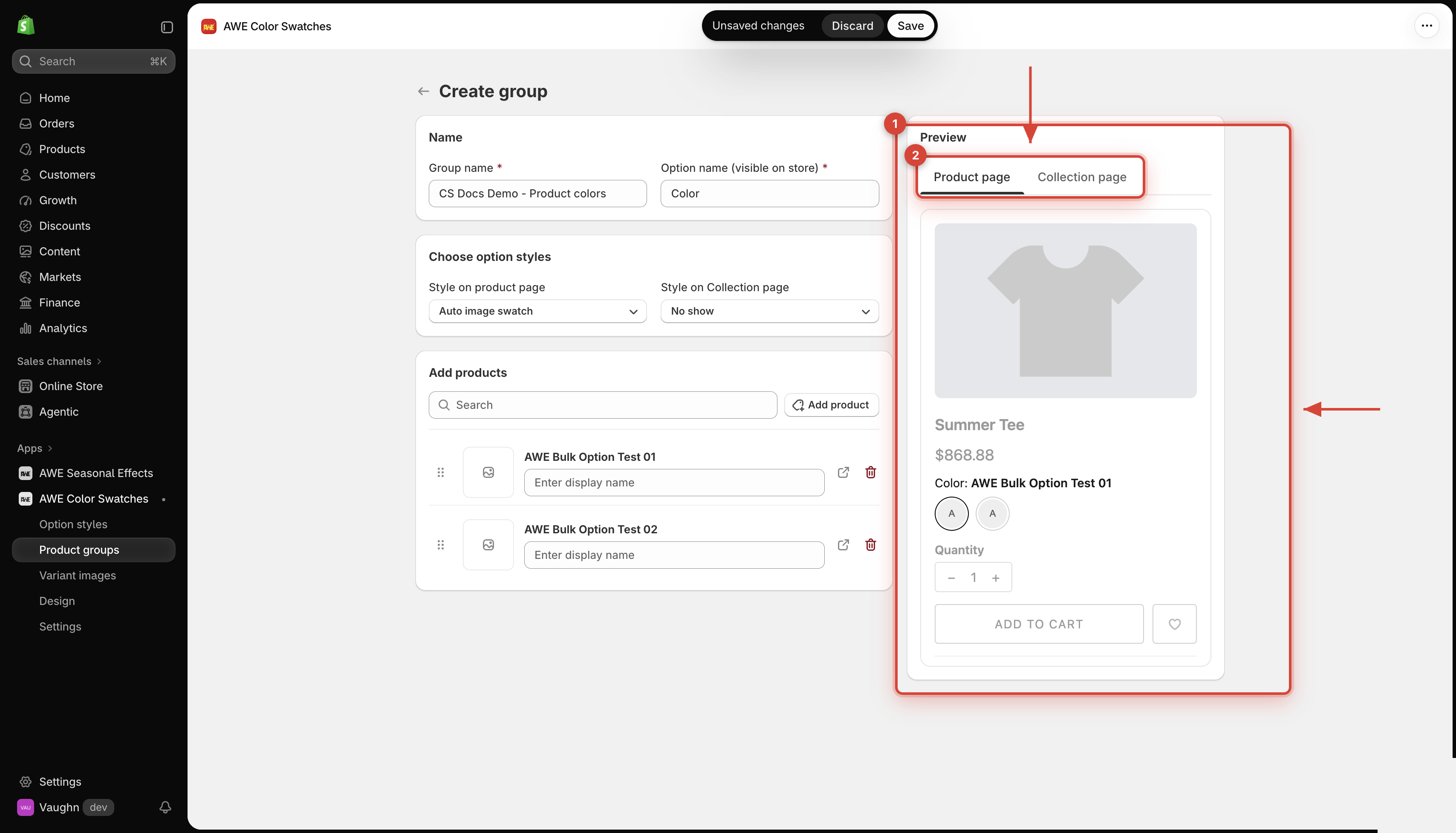 Product group preview